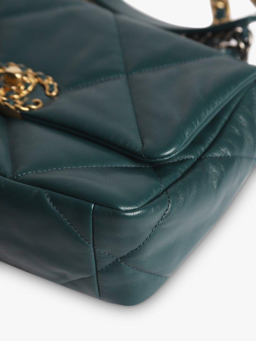Product image 6 of 10, which shows Pre-loved CHANEL 2020 Medium Diamond-Quilted 19 Flap Shoulder Bag, Dark Green