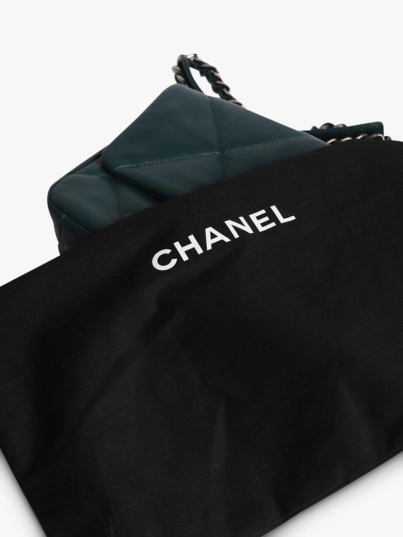 Product image 9 of 10, which shows Pre-loved CHANEL 2020 Medium Diamond-Quilted 19 Flap Shoulder Bag, Dark Green