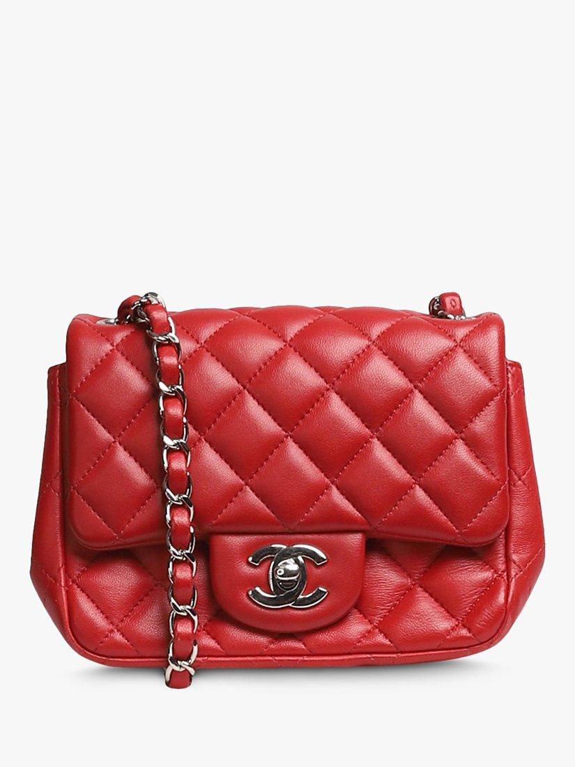 Product image 1 of 7, which shows Pre-loved CHANEL 2020 Mini Diamond-Quilted Classic Flap Shoulder Bag, Red