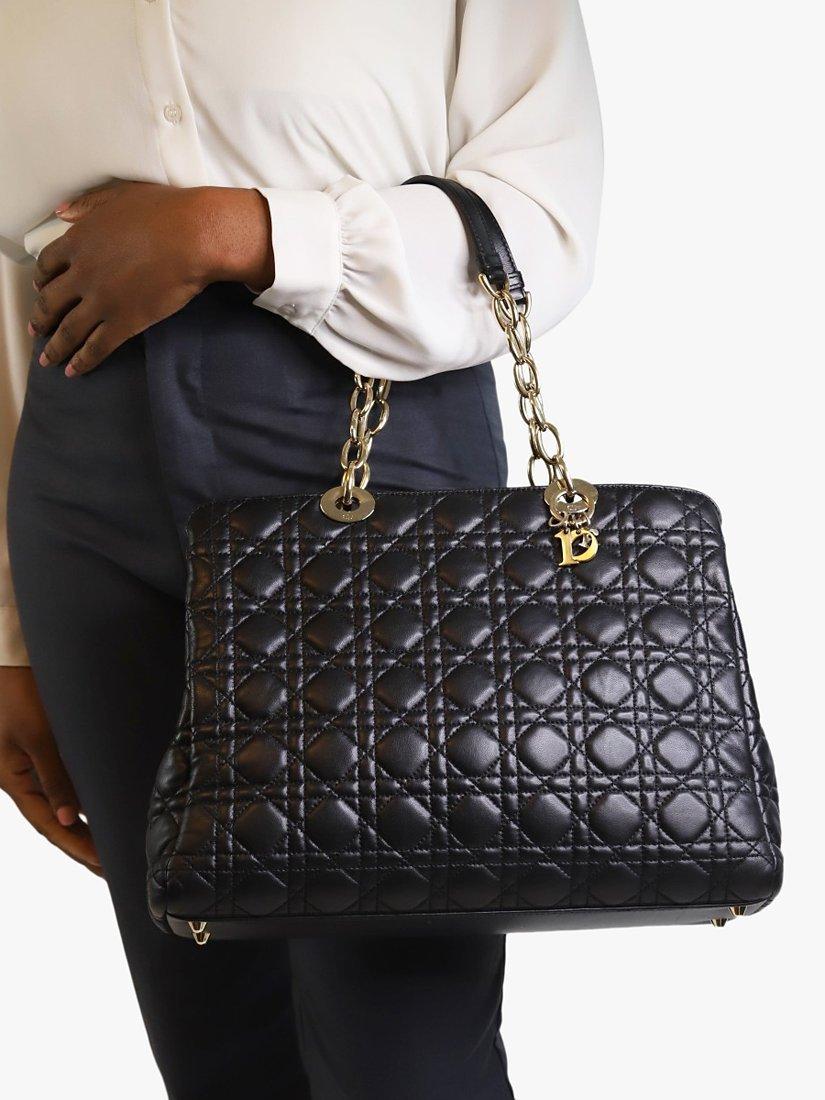 Product image 2 of 8, which shows Pre-loved Christian Dior Lady Dior Leather Shoulder Bag, Black