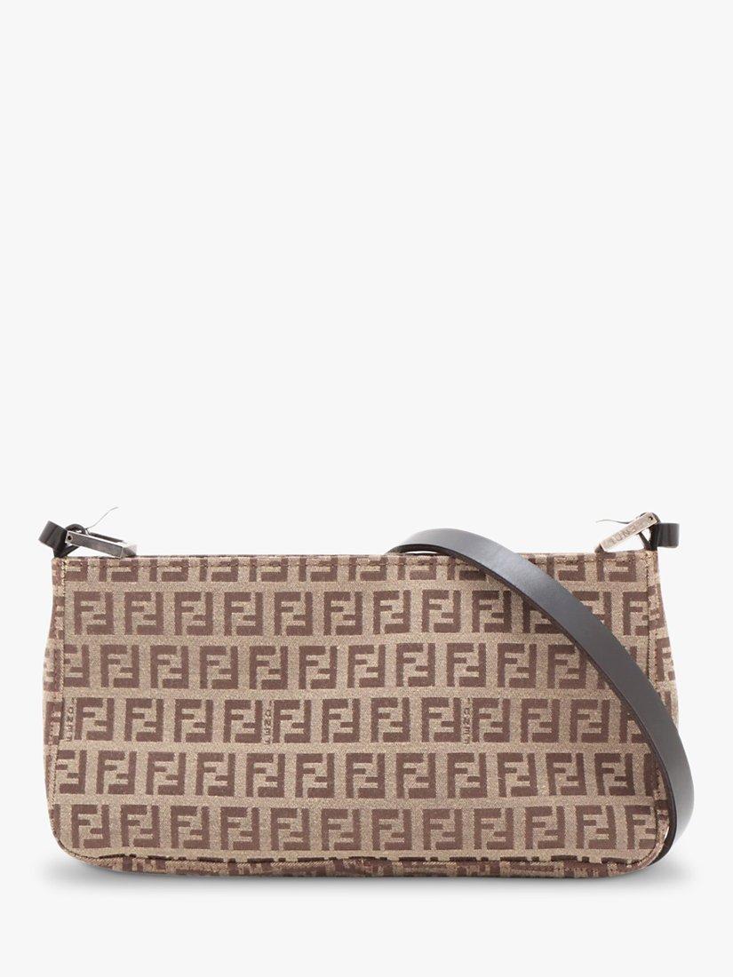 Pre-loved Fendi Mamma Baguette Zucchino Monogram Canvas Shoulder Bag, Brown