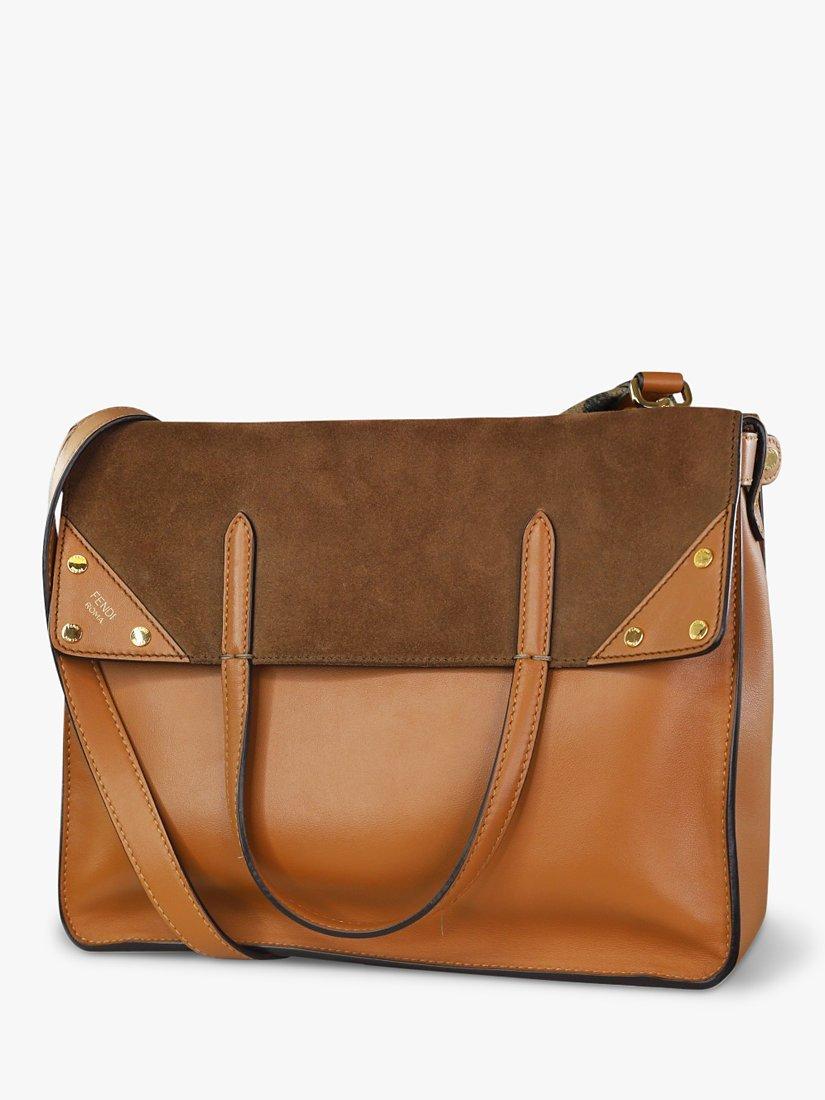 Product image 3 of 8, which shows Pre-loved Fendi Leather Square Shoulder Bag, Brown