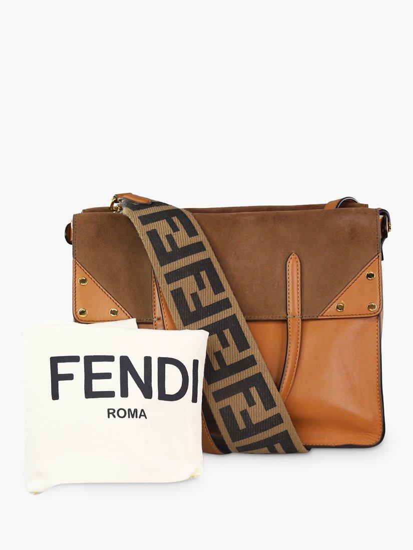 Product image 8 of 8, which shows Pre-loved Fendi Leather Square Shoulder Bag, Brown