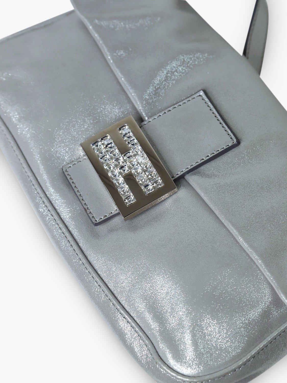 Product image 5 of 8, which shows Pre-loved Fendi Sparkly Baguette Shoulder Bag, Silver
