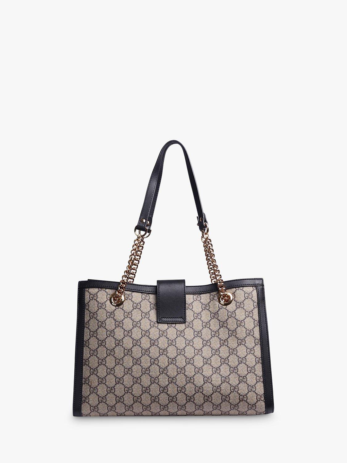 Product image 3 of 8, which shows Pre-loved GUCCI Padlock GG Canvas and Leather Shoulder Bag, Black