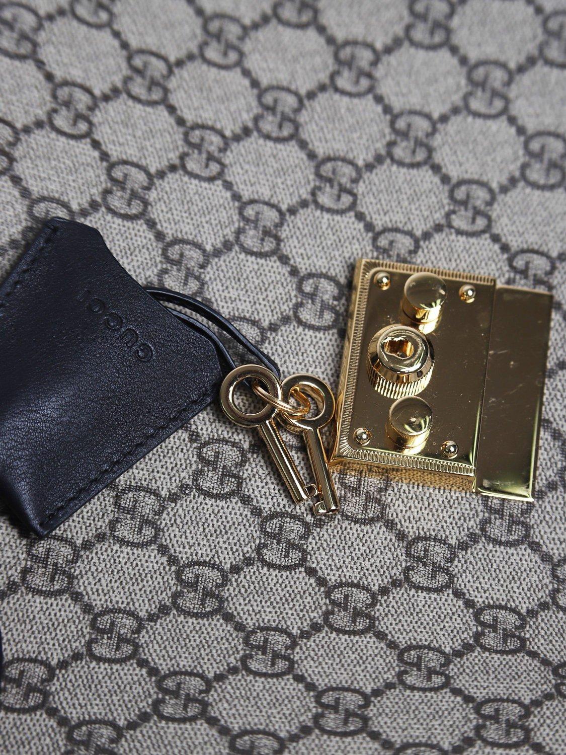 Product image 7 of 8, which shows Pre-loved GUCCI Padlock GG Canvas and Leather Shoulder Bag, Black
