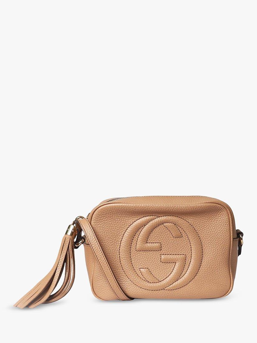 Product image 1 of 6, which shows Pre-loved GUCCI Leather Camera Bag, Beige