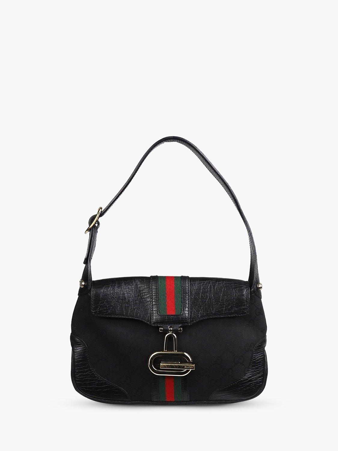 Pre-loved GUCCI GG Canvas and Leather Shoulder Bag, Black