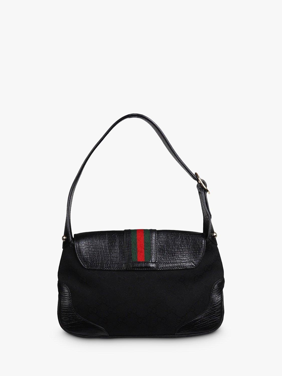 Pre-loved GUCCI GG Canvas and Leather Shoulder Bag, Black