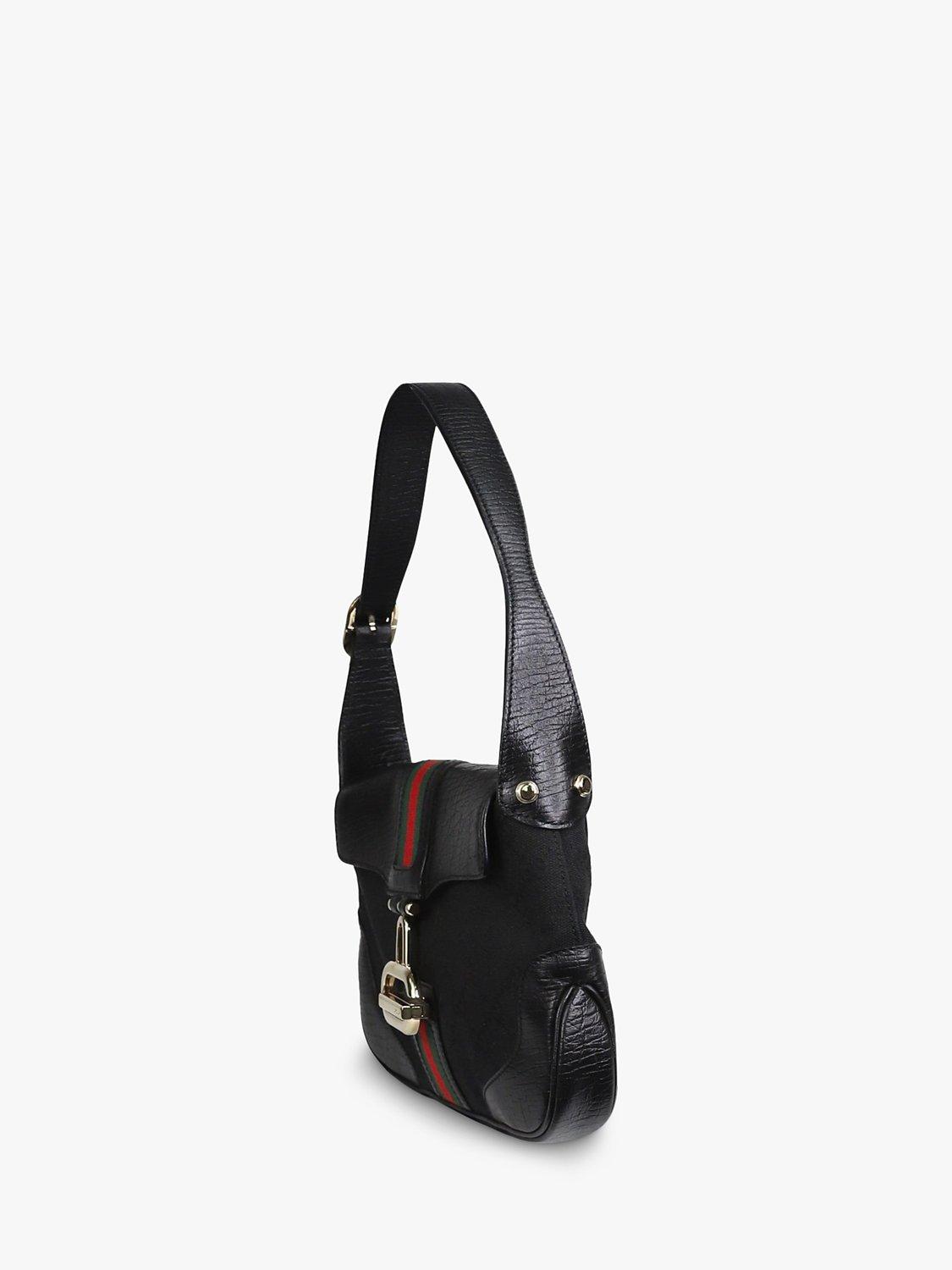 Pre-loved GUCCI GG Canvas and Leather Shoulder Bag, Black