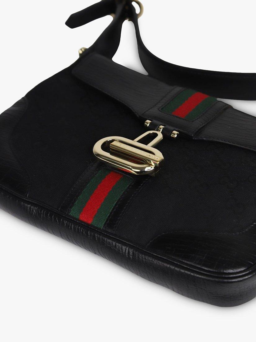 Pre-loved GUCCI GG Canvas and Leather Shoulder Bag, Black