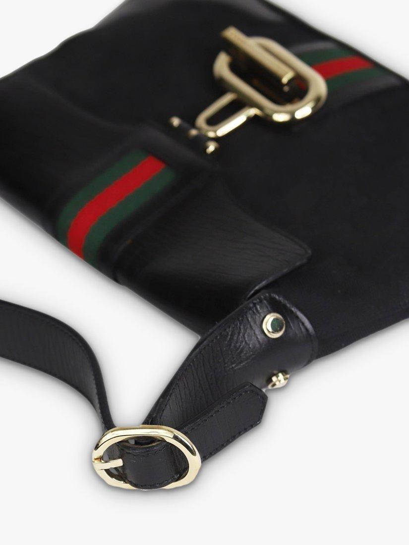 Pre-loved GUCCI GG Canvas and Leather Shoulder Bag, Black