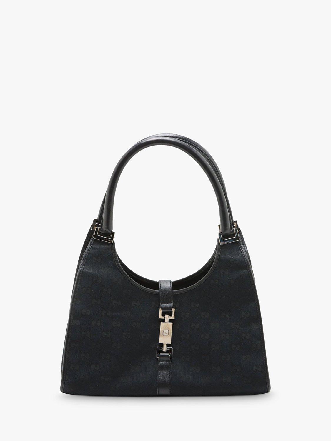 Pre-loved GUCCI GG Canvas and Leather New Jackie Shoulder Bag, Black