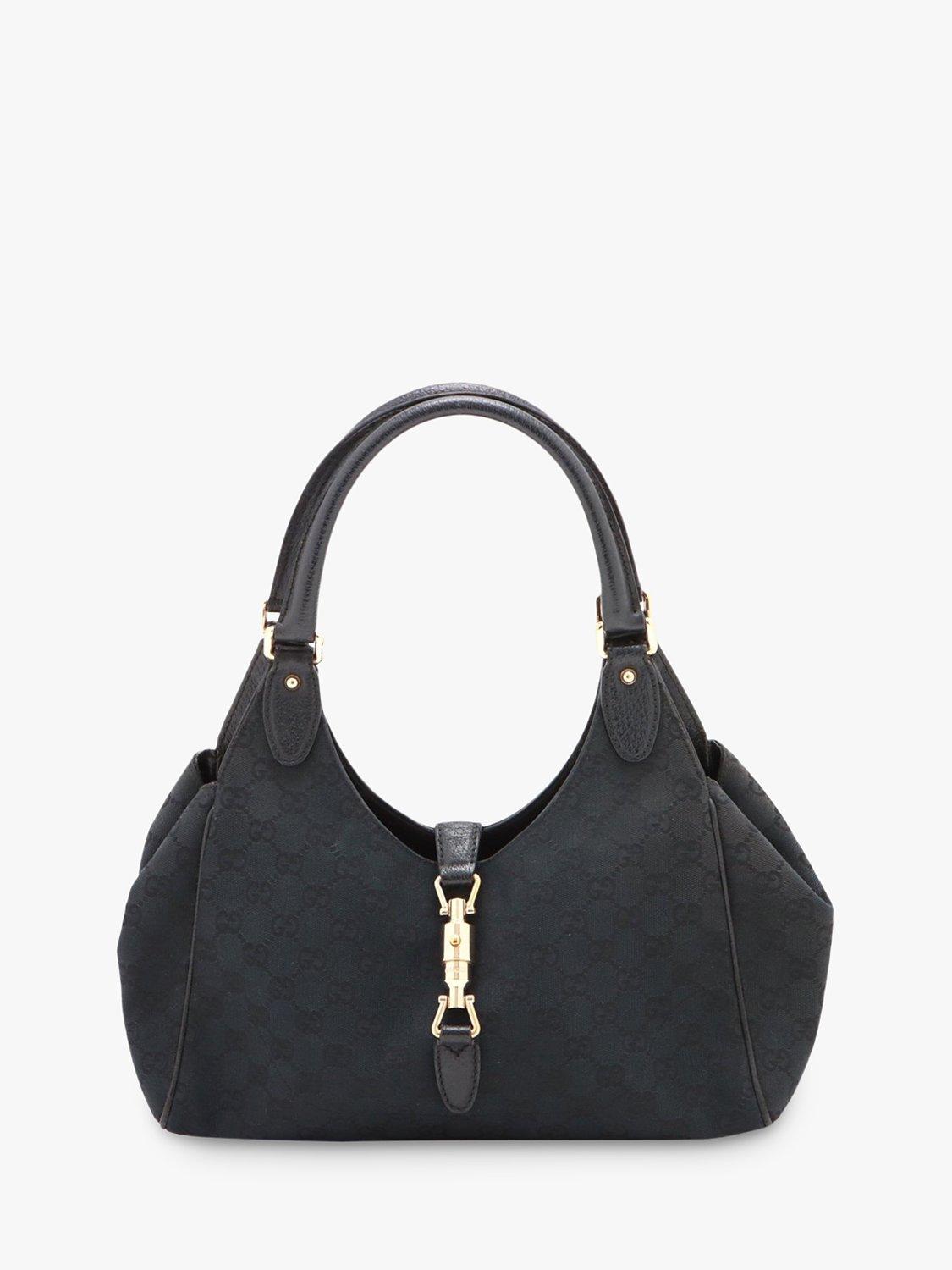 Product image 1 of 10, which shows Pre-loved GUCCI Guccissima New Jackie Canvas and Leather Shoulder Bag, Black