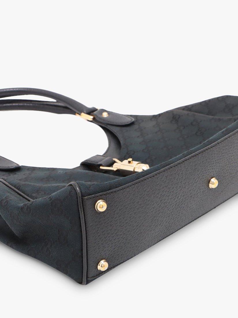 Product image 5 of 10, which shows Pre-loved GUCCI Guccissima New Jackie Canvas and Leather Shoulder Bag, Black