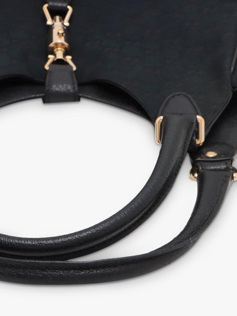 Product image 6 of 10, which shows Pre-loved GUCCI Guccissima New Jackie Canvas and Leather Shoulder Bag, Black