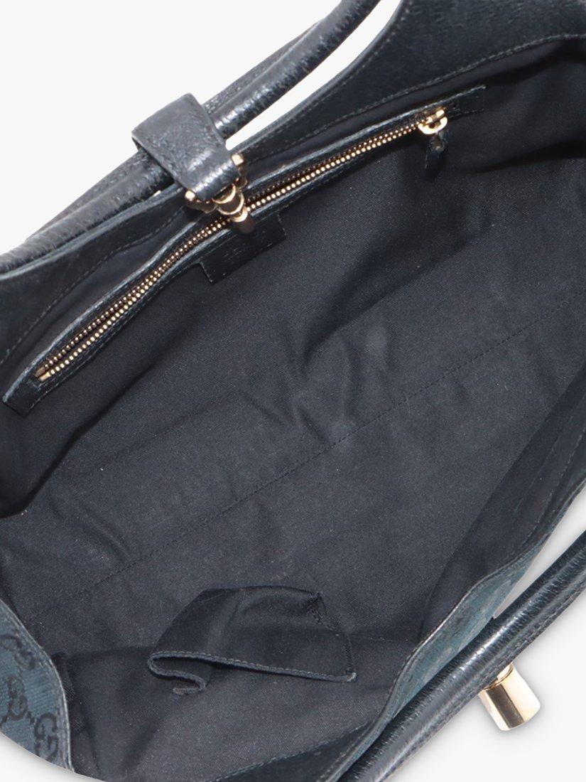 Product image 8 of 10, which shows Pre-loved GUCCI Guccissima New Jackie Canvas and Leather Shoulder Bag, Black