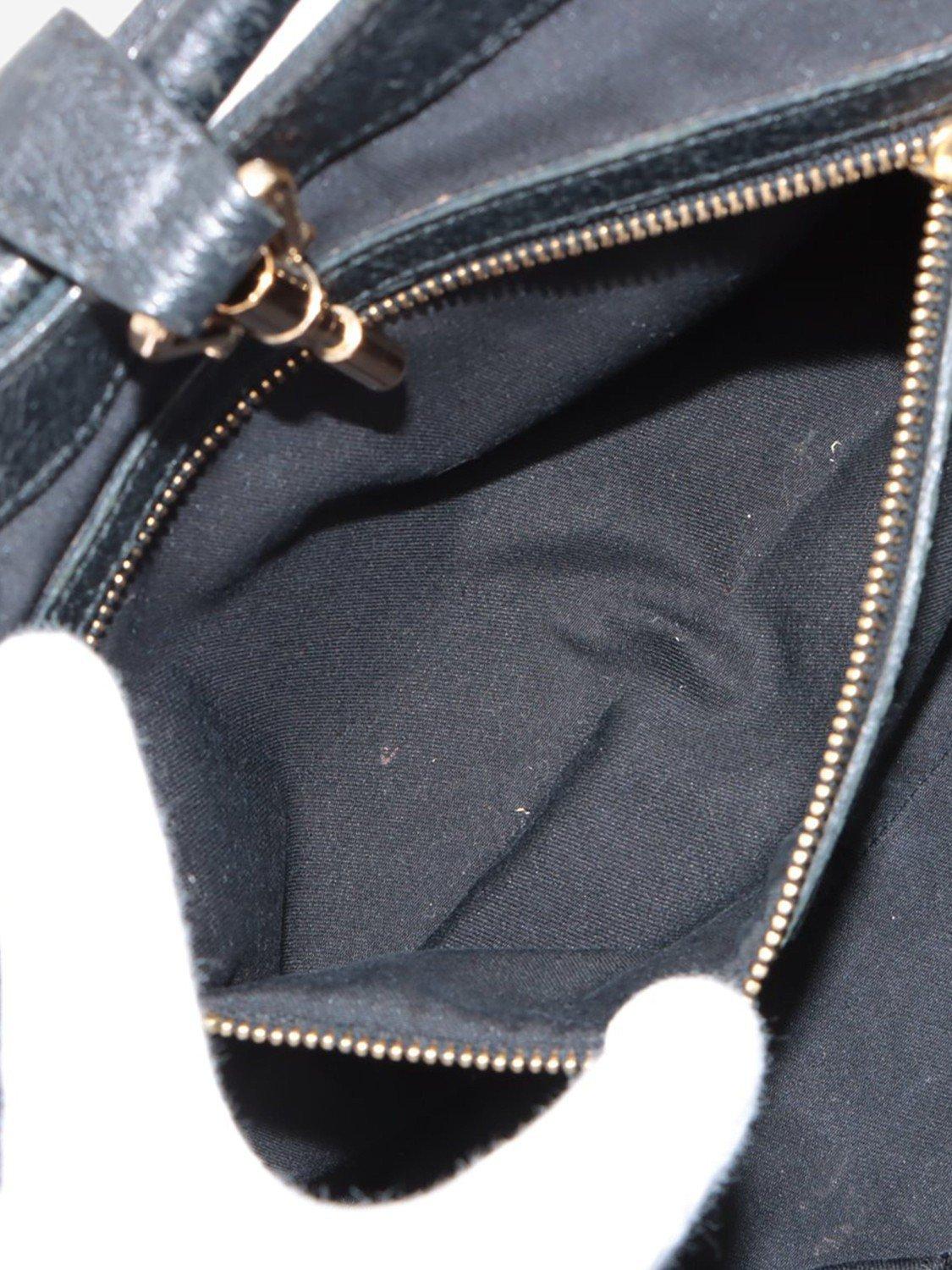 Product image 9 of 10, which shows Pre-loved GUCCI Guccissima New Jackie Canvas and Leather Shoulder Bag, Black