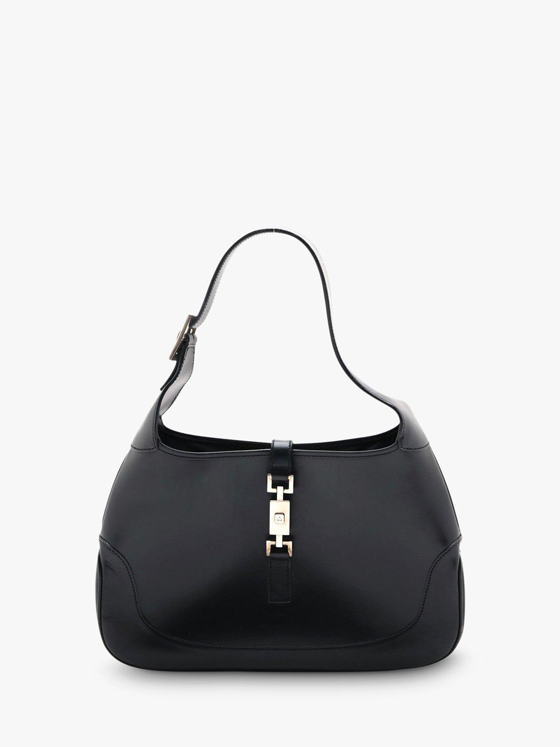Product image 1 of 10, which shows Pre-loved GUCCI Jackie Leather Shoulder Bag, Black