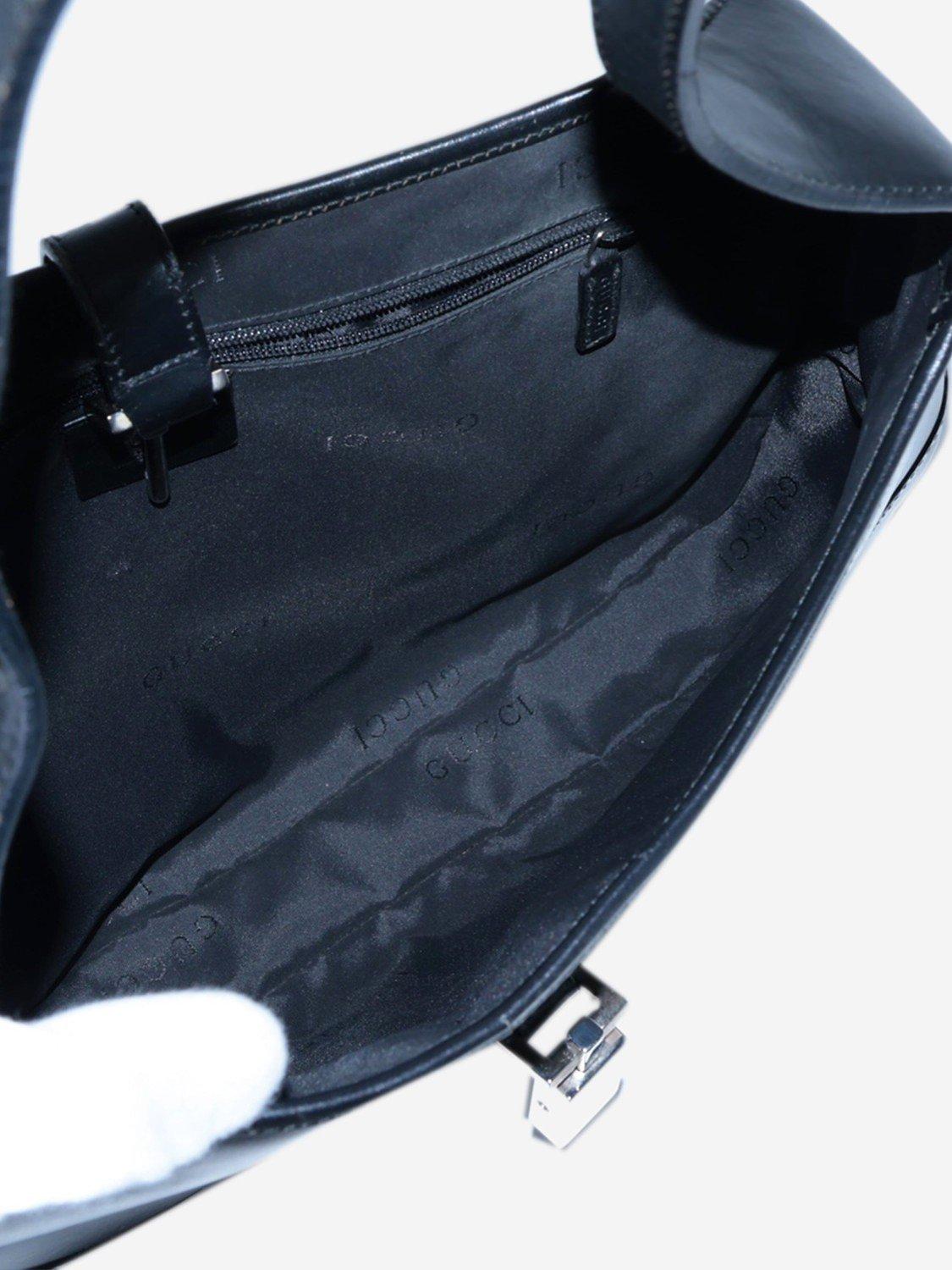 Product image 7 of 10, which shows Pre-loved GUCCI Jackie Leather Shoulder Bag, Black
