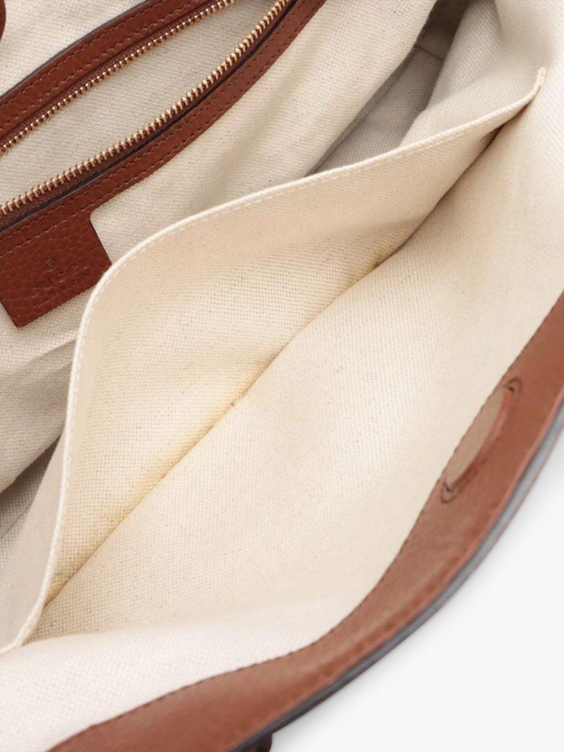 Product image 9 of 10, which shows Pre-loved GUCCI Monogram Canvas and Leather Trim Tote Bag, Blue Denim