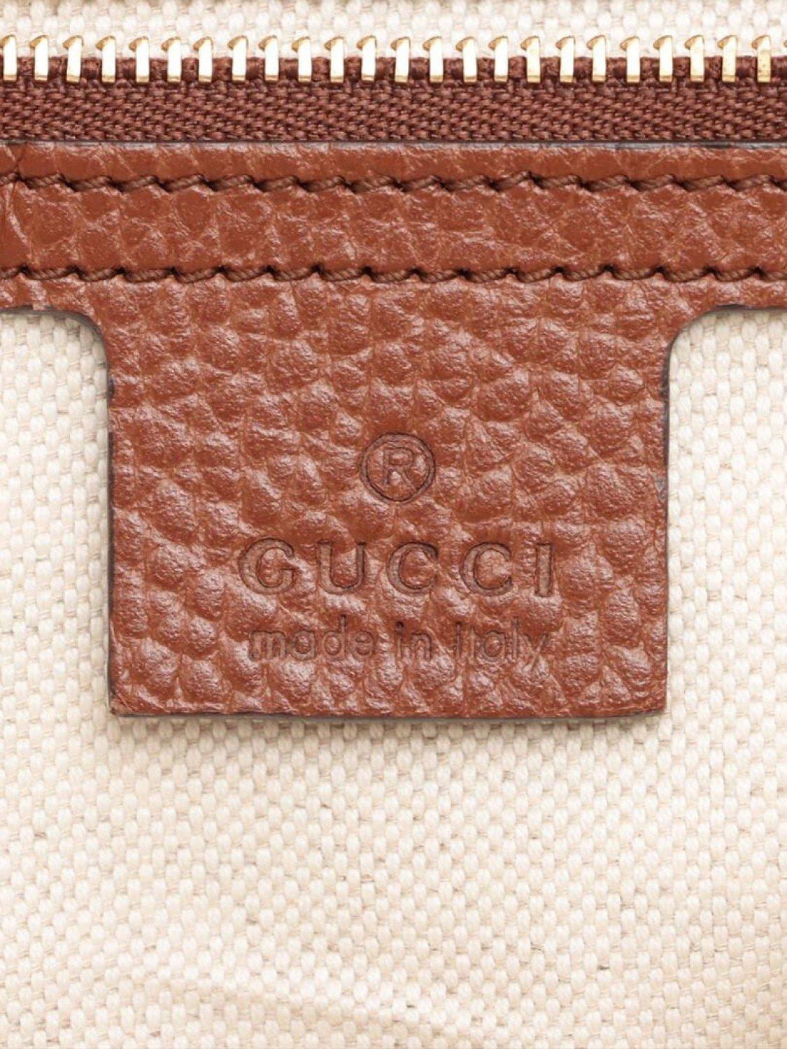 Product image 10 of 10, which shows Pre-loved GUCCI Monogram Canvas and Leather Trim Tote Bag, Blue Denim