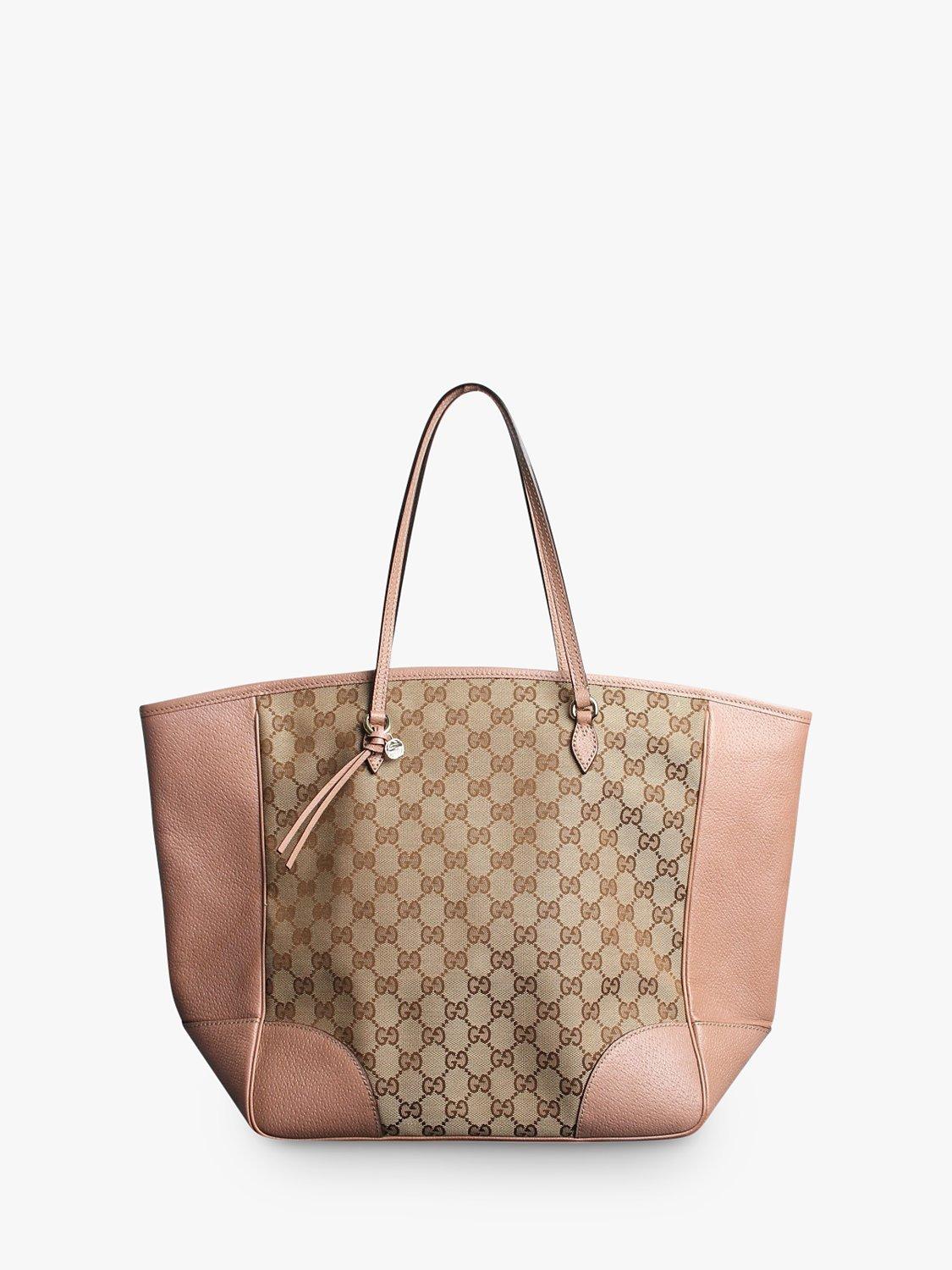 Product image 1 of 8, which shows Pre-loved GUCCI Bree GG Canvas and Leather Tote Bag, Brown/Pink