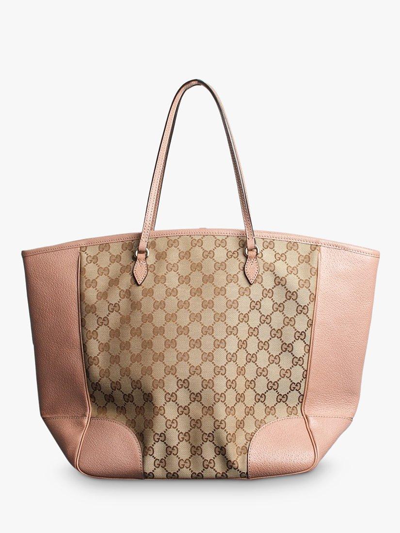 Product image 2 of 8, which shows Pre-loved GUCCI Bree GG Canvas and Leather Tote Bag, Brown/Pink
