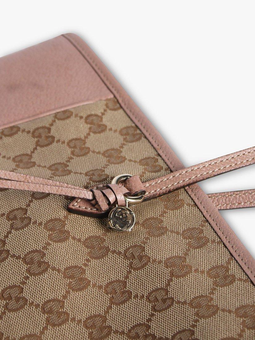 Product image 4 of 8, which shows Pre-loved GUCCI Bree GG Canvas and Leather Tote Bag, Brown/Pink