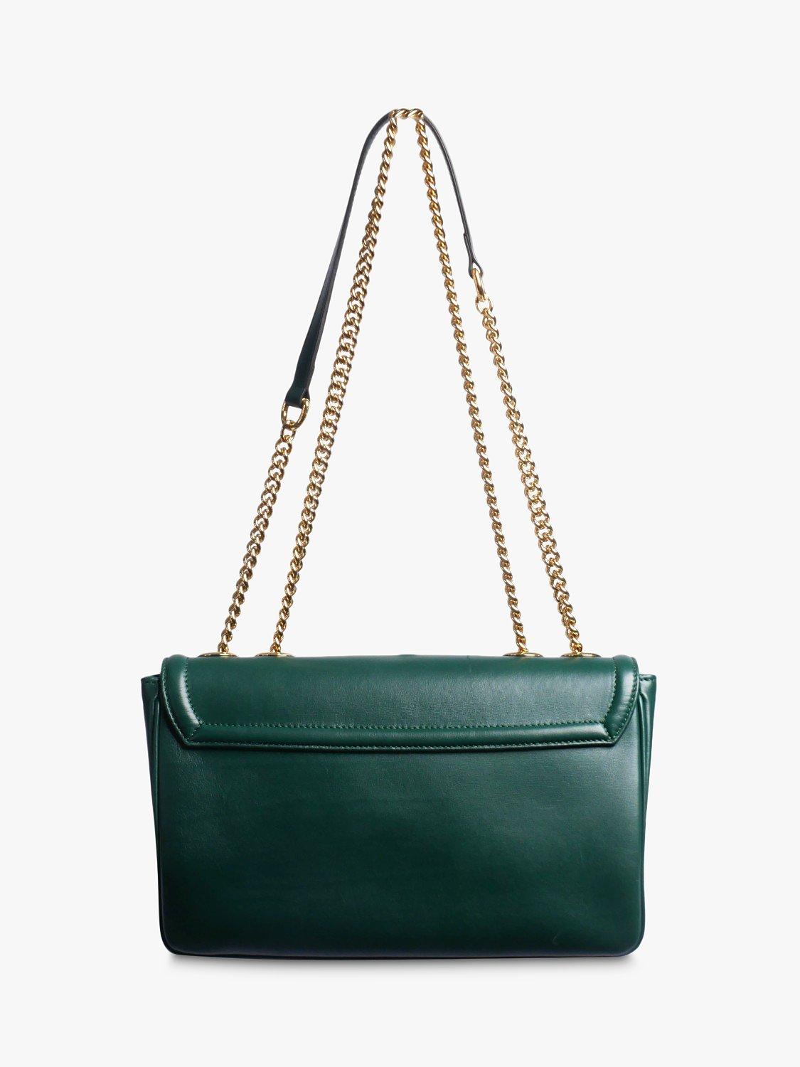 Product image 3 of 8, which shows Pre-loved GUCCI Rajah Leather Chain Shoulder Bag, Dark Green