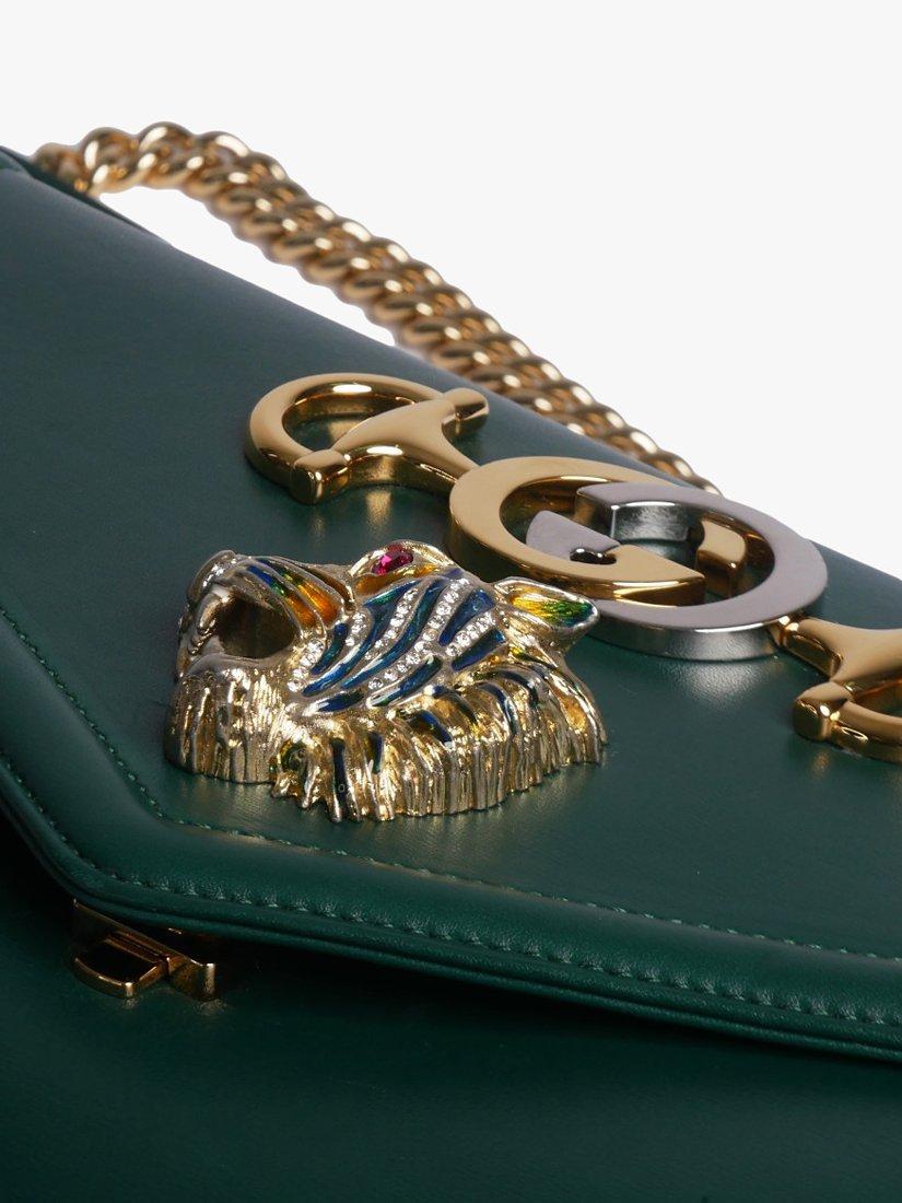 Product image 6 of 8, which shows Pre-loved GUCCI Rajah Leather Chain Shoulder Bag, Dark Green