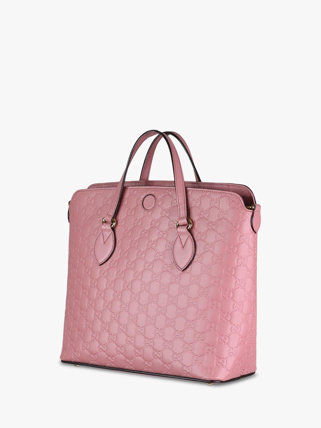 Product image 4 of 9, which shows Pre-loved GUCCI Monogram Leather Large Cross Body Bag, Pink