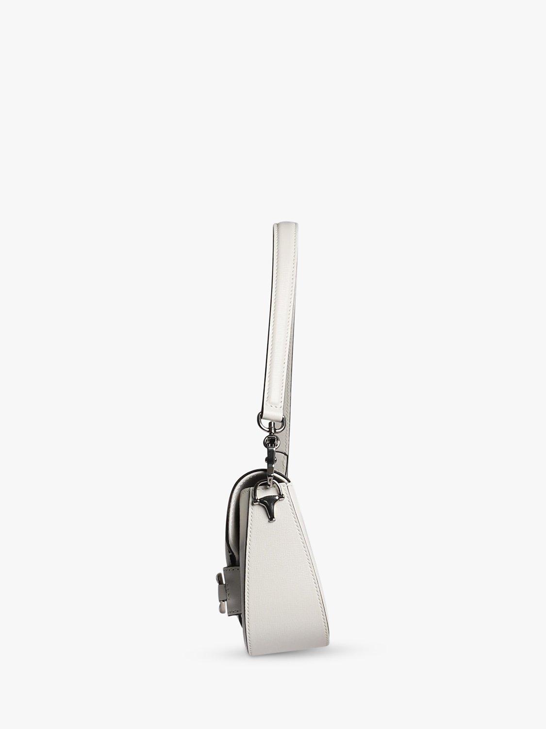 Product image 2 of 8, which shows Pre-loved GUCCI 1955 Leather Asymmetric Horsebit Mini Leather Bag, White