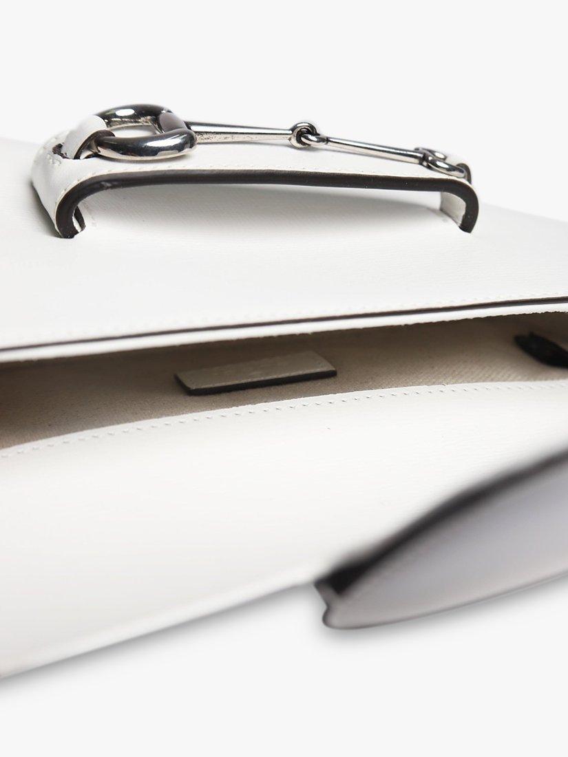 Product image 5 of 8, which shows Pre-loved GUCCI 1955 Leather Asymmetric Horsebit Mini Leather Bag, White