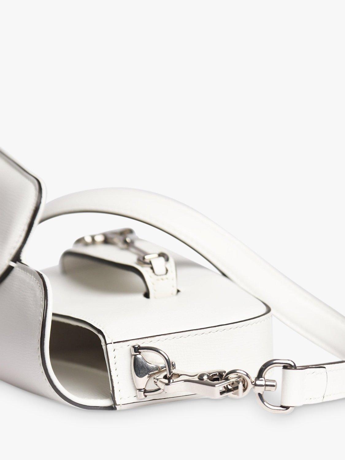 Product image 6 of 8, which shows Pre-loved GUCCI 1955 Leather Asymmetric Horsebit Mini Leather Bag, White