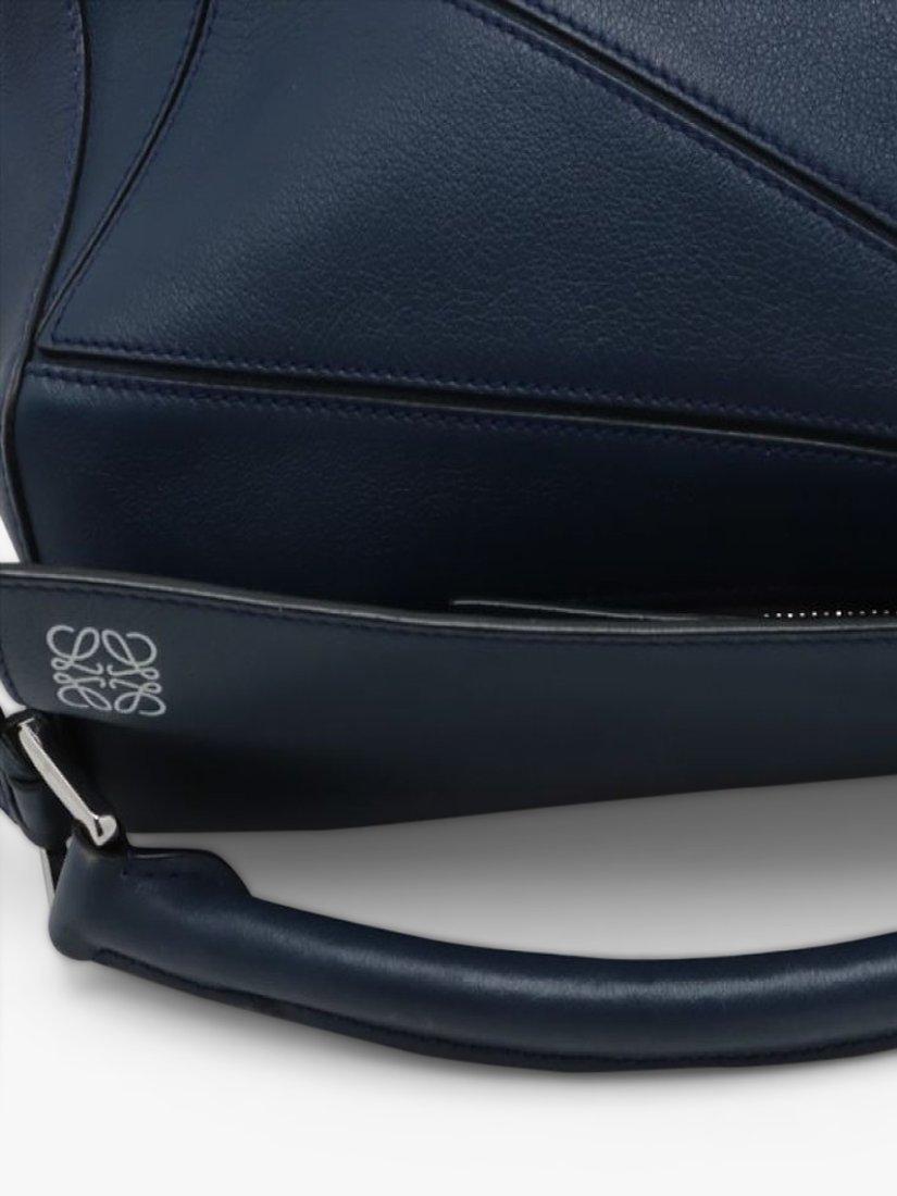 Product image 5 of 10, which shows Pre-loved LOEWE Puzzle Calfskin Leather Small Cross Body Bag, Blue