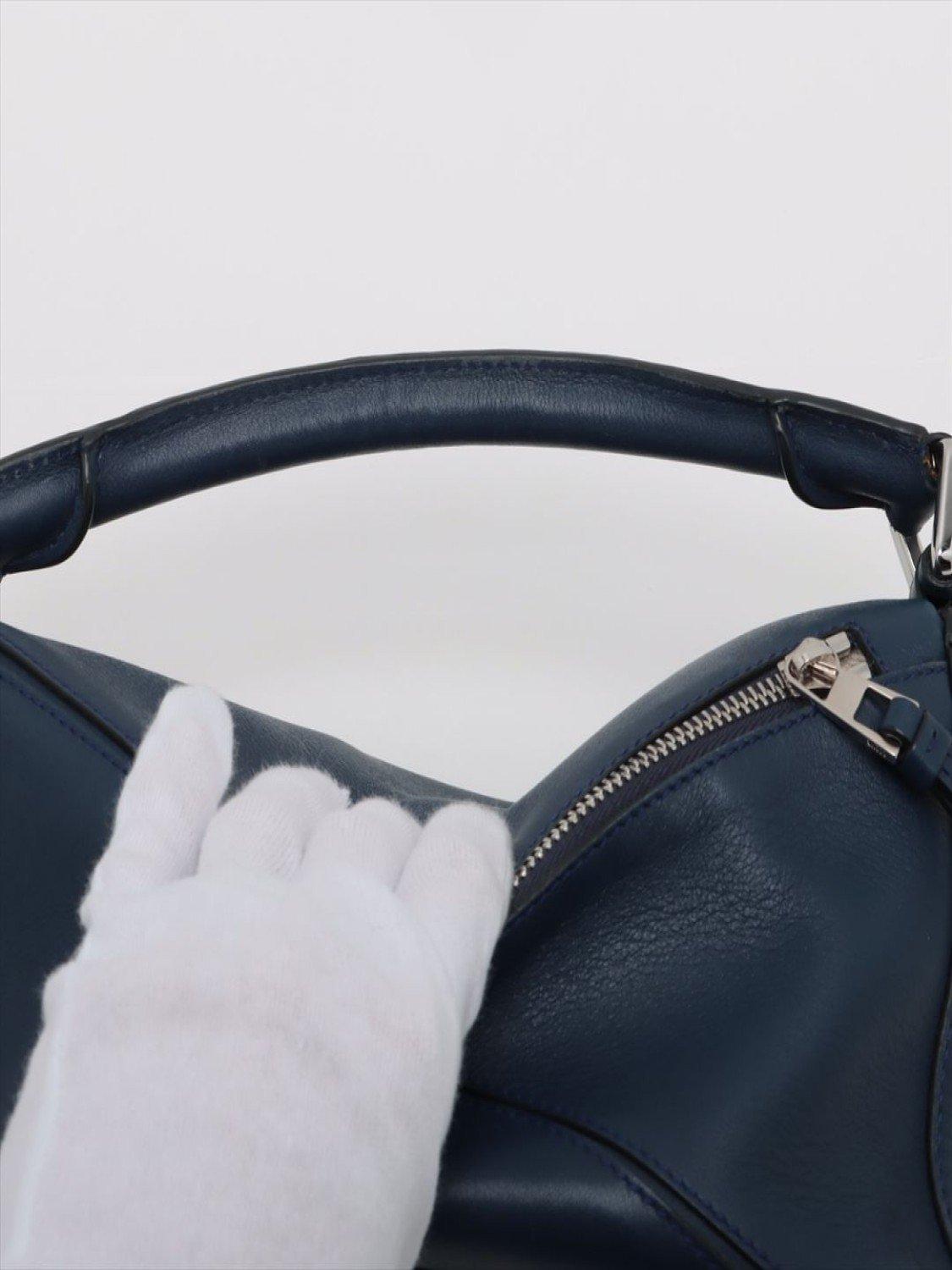 Product image 6 of 10, which shows Pre-loved LOEWE Puzzle Calfskin Leather Small Cross Body Bag, Blue