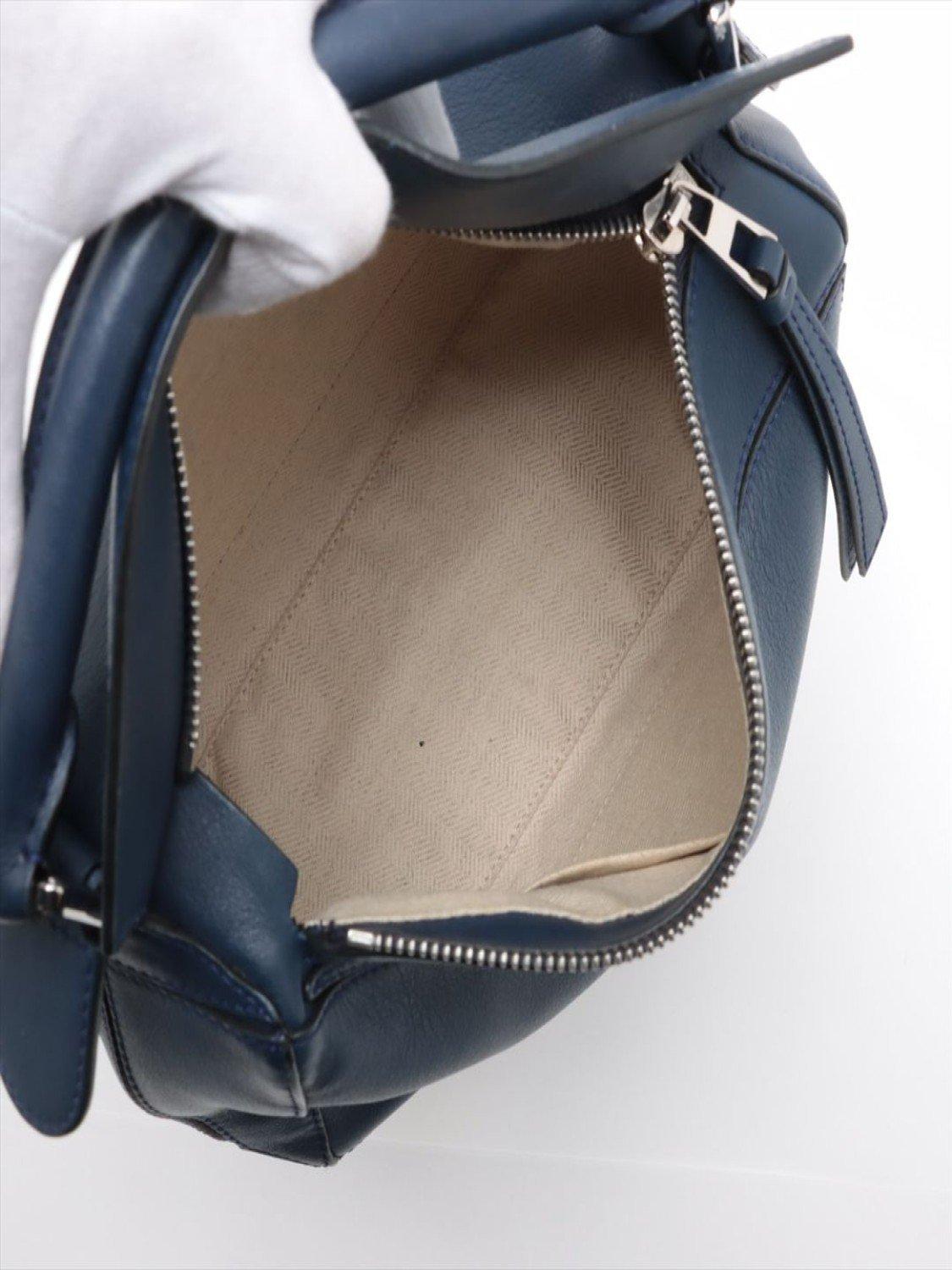 Product image 8 of 10, which shows Pre-loved LOEWE Puzzle Calfskin Leather Small Cross Body Bag, Blue