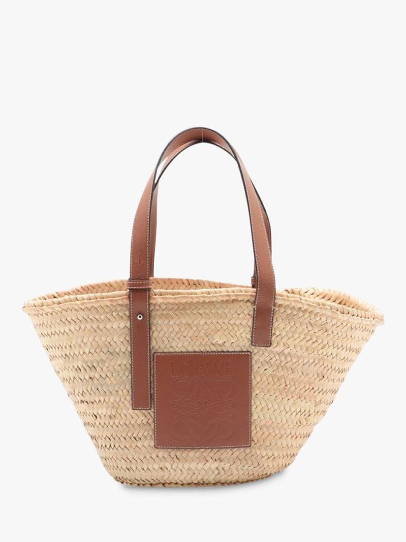 Product image 1 of 9, which shows Pre-loved LOEWE Palm Leaf and Calfskin Large Basket Bag, Neutral