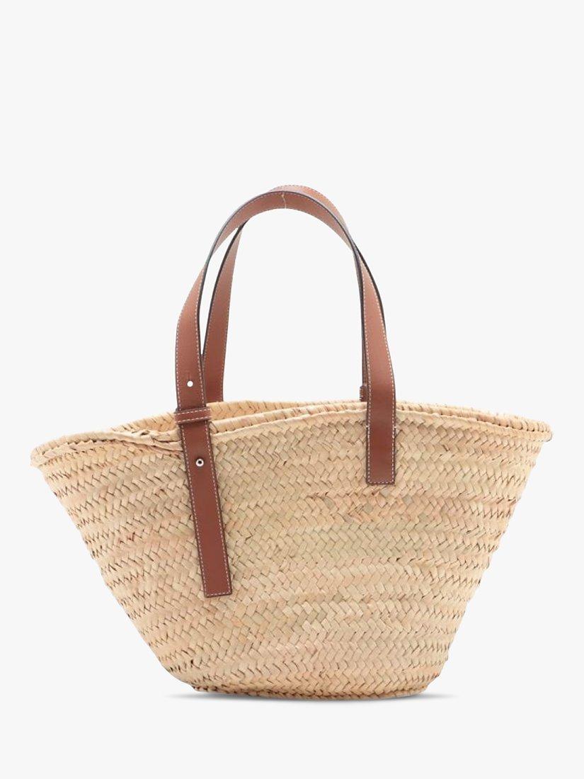 Product image 2 of 9, which shows Pre-loved LOEWE Palm Leaf and Calfskin Large Basket Bag, Neutral