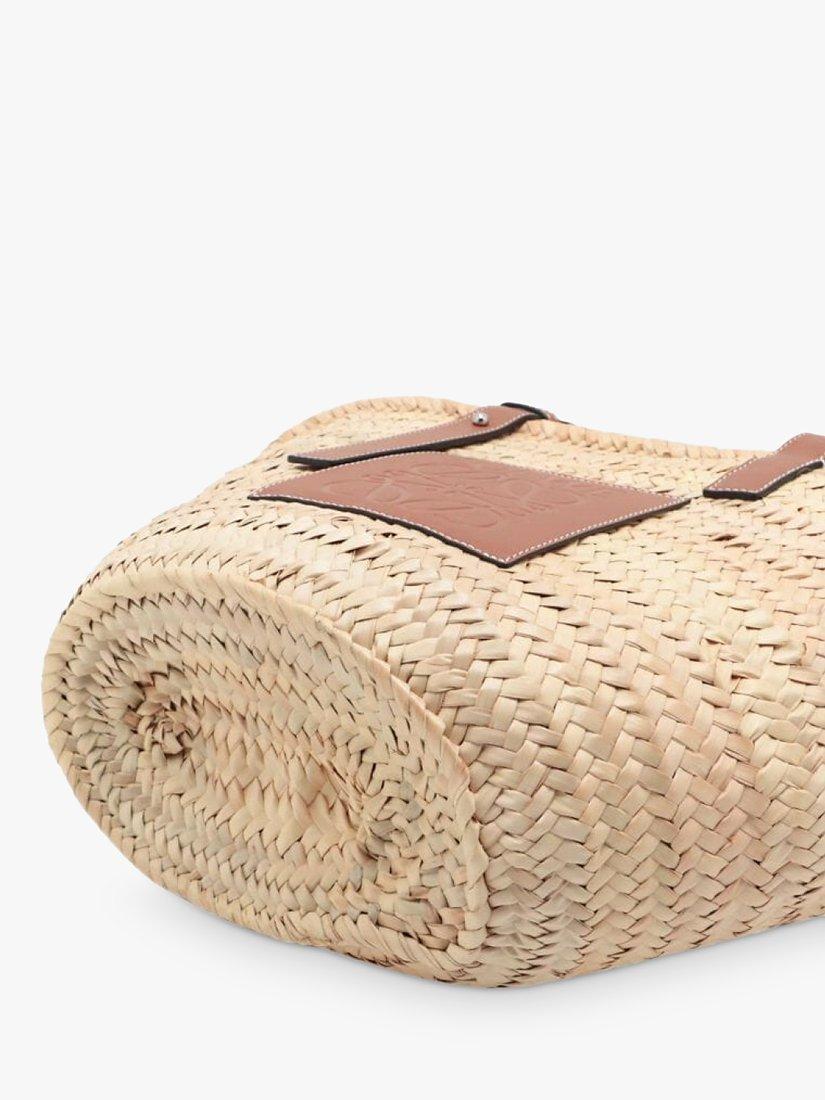 Product image 3 of 9, which shows Pre-loved LOEWE Palm Leaf and Calfskin Large Basket Bag, Neutral