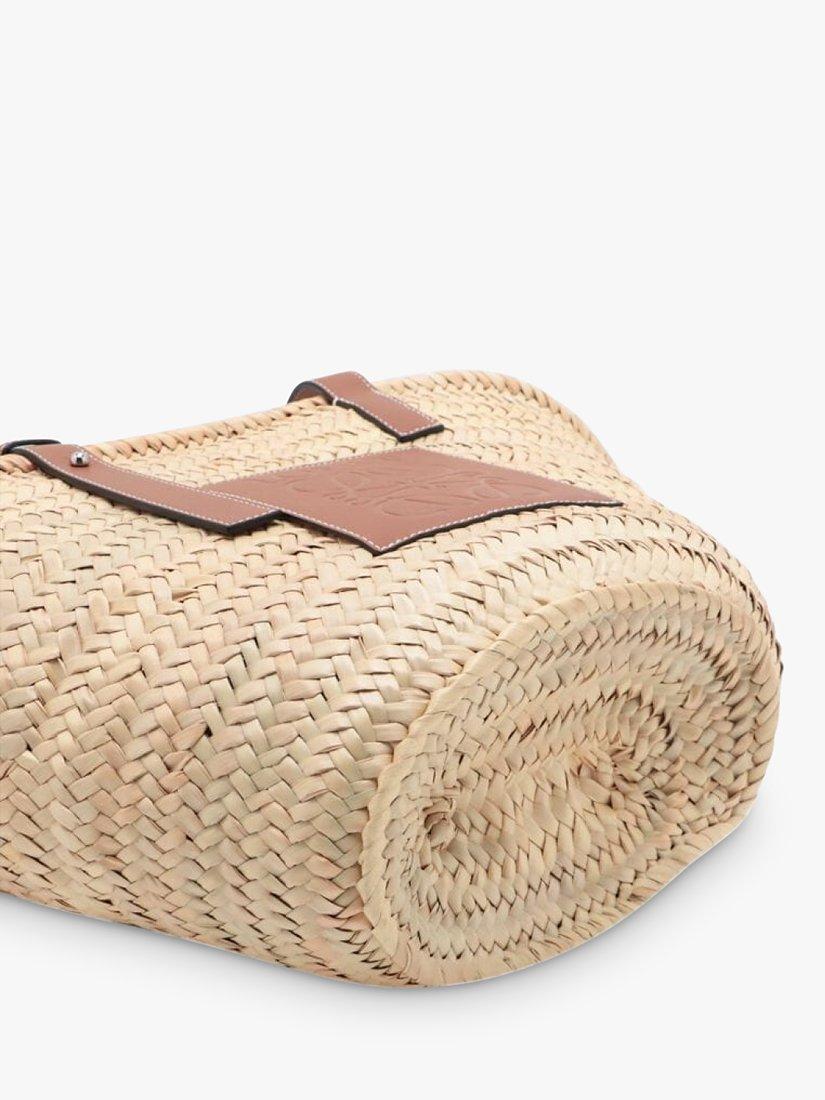 Product image 4 of 9, which shows Pre-loved LOEWE Palm Leaf and Calfskin Large Basket Bag, Neutral