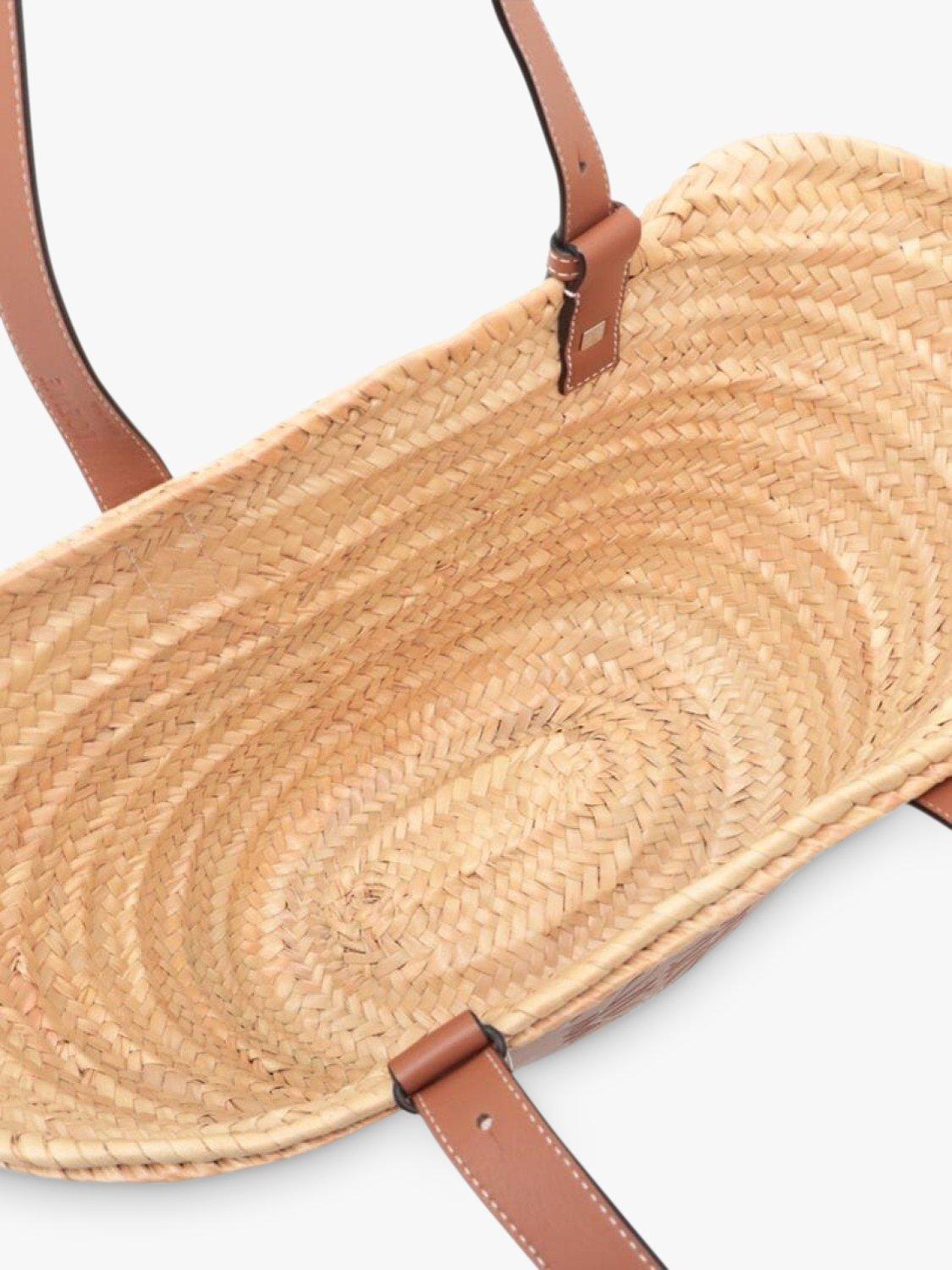 Product image 6 of 9, which shows Pre-loved LOEWE Palm Leaf and Calfskin Large Basket Bag, Neutral