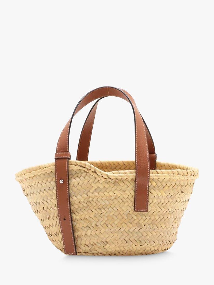 Pre-loved LOEWE Palm Leaf and Calfskin Mini Basket Bag, Neutral