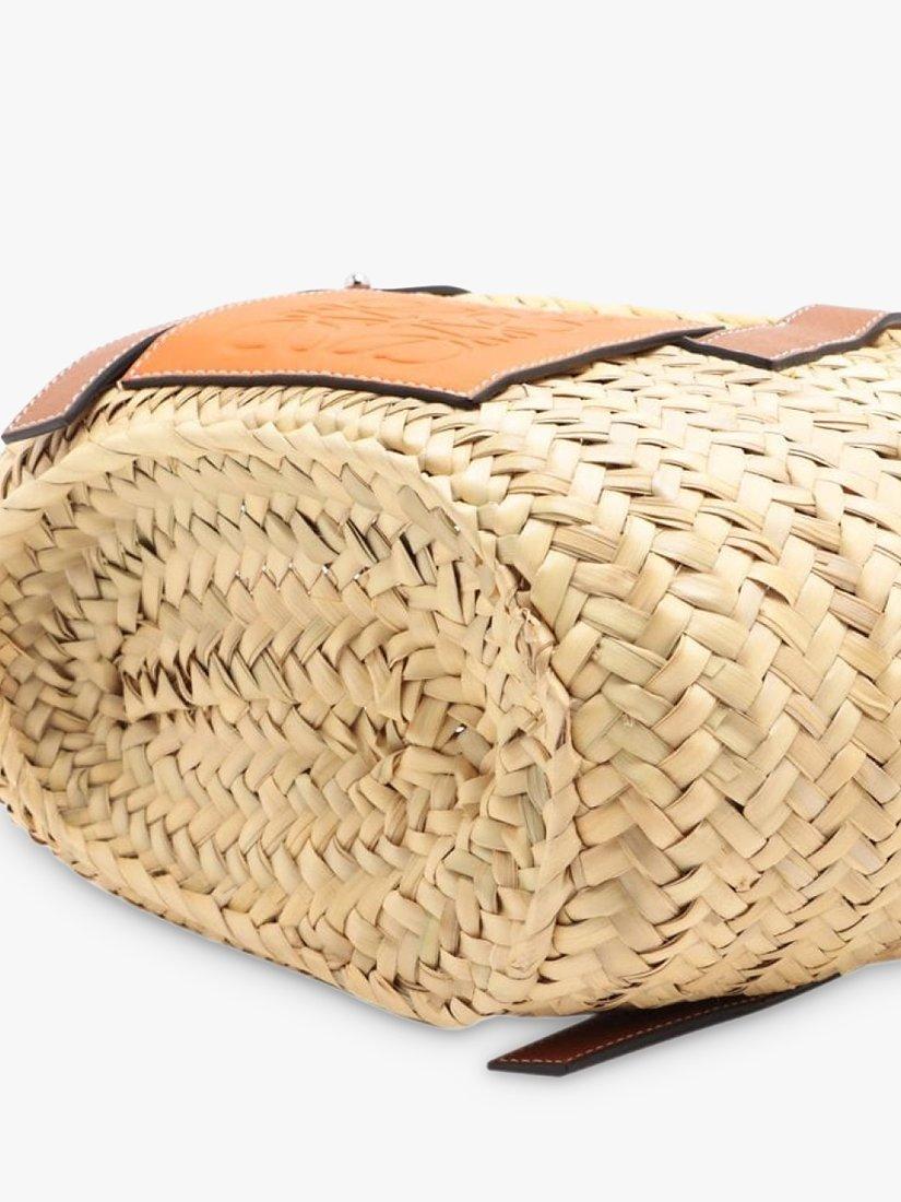 Pre-loved LOEWE Palm Leaf and Calfskin Mini Basket Bag, Neutral