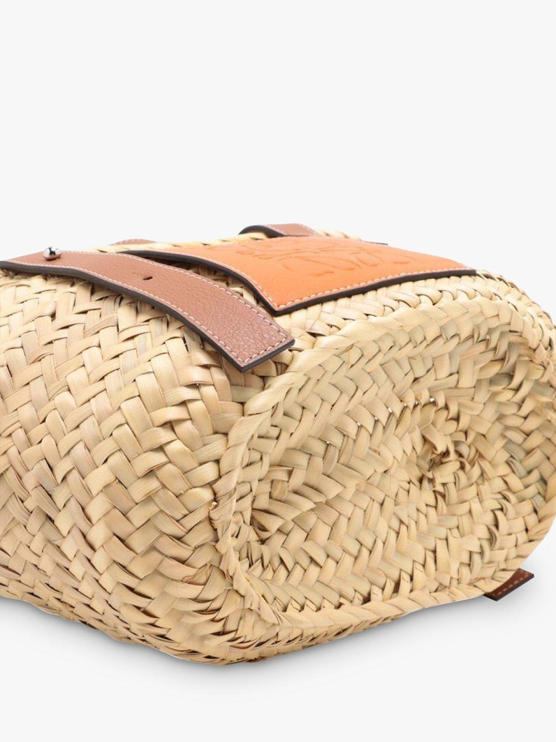 Pre-loved LOEWE Palm Leaf and Calfskin Mini Basket Bag, Neutral