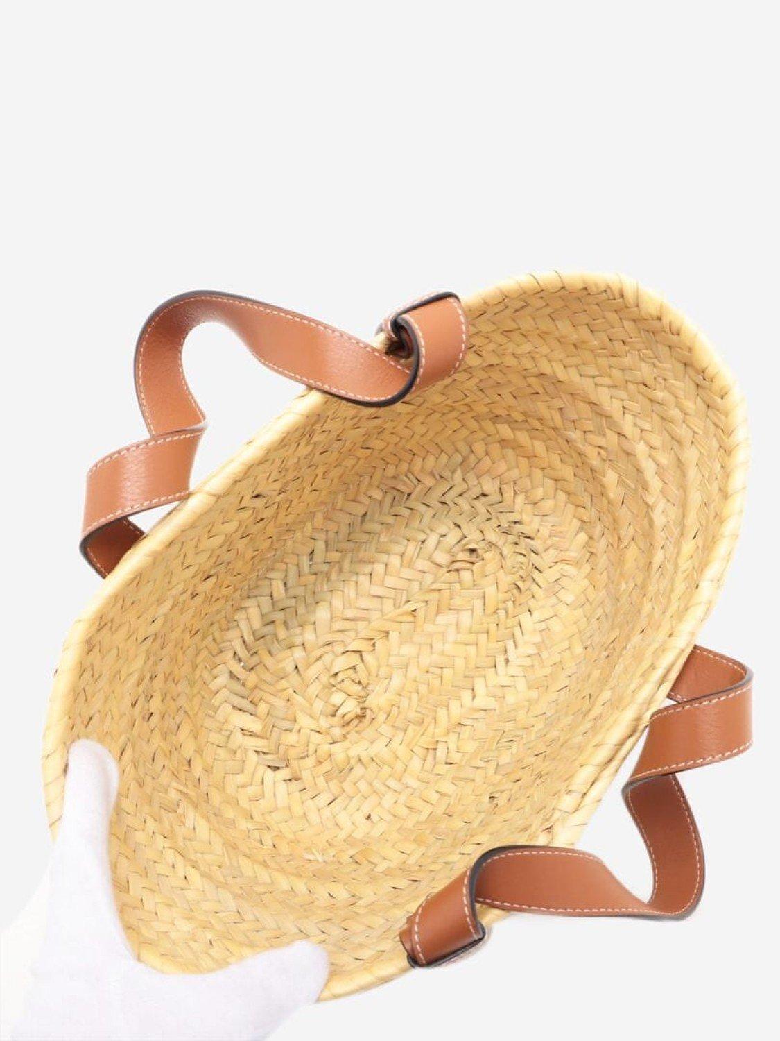 Pre-loved LOEWE Palm Leaf and Calfskin Mini Basket Bag, Neutral