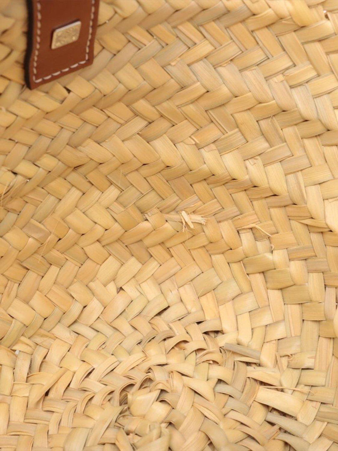 Pre-loved LOEWE Palm Leaf and Calfskin Mini Basket Bag, Neutral
