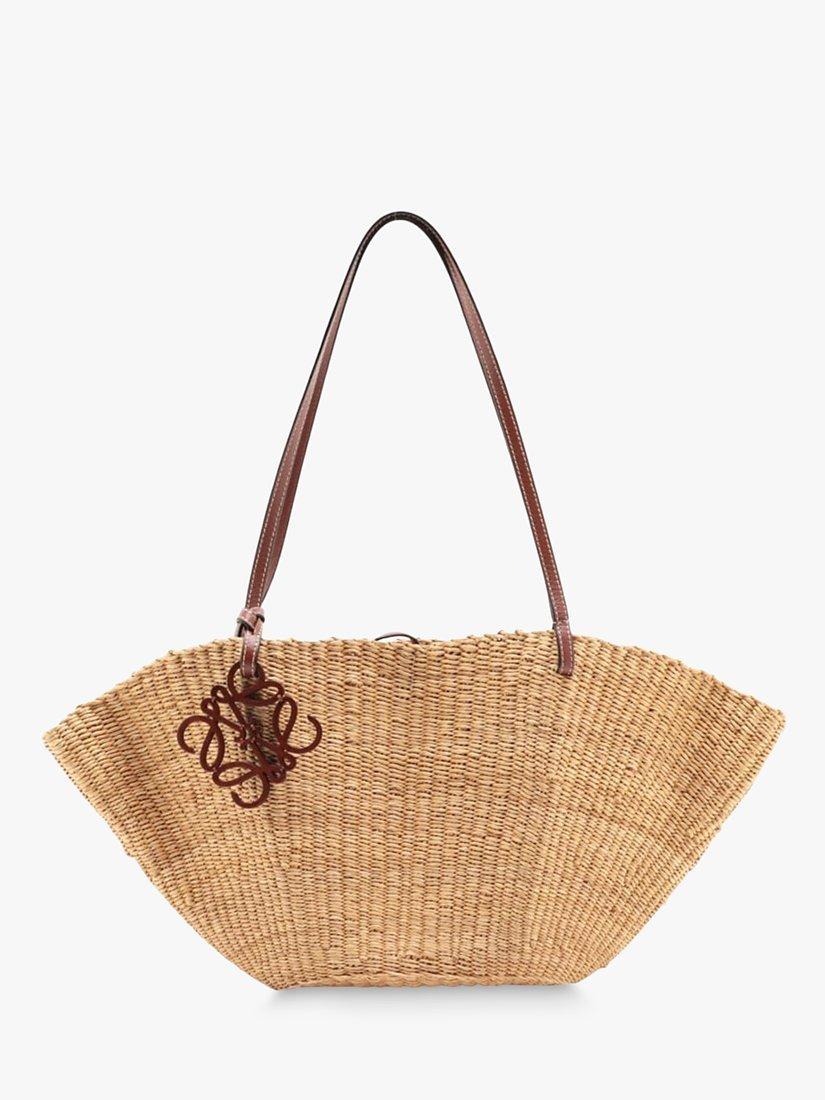 Pre-loved LOEWE Raffia Anagram Basket Bag, Neutral