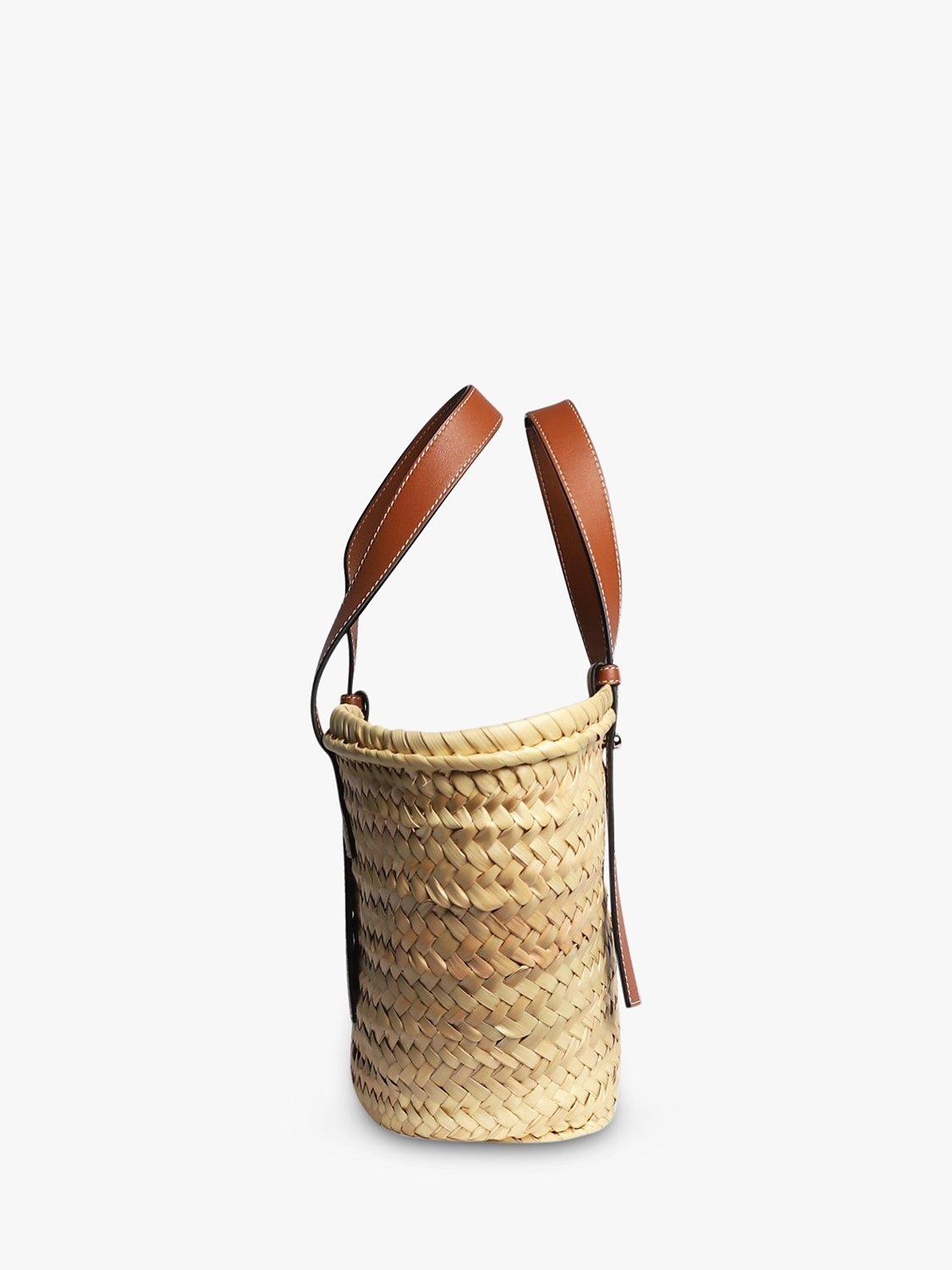 Product image 3 of 6, which shows Pre-loved LOEWE Palm Leaf and Calfskin Small Basket Bag, Neutral